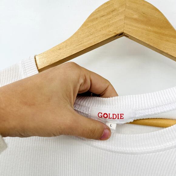 Goldie White Ribbed Crew Tee - Picture 3 of 3